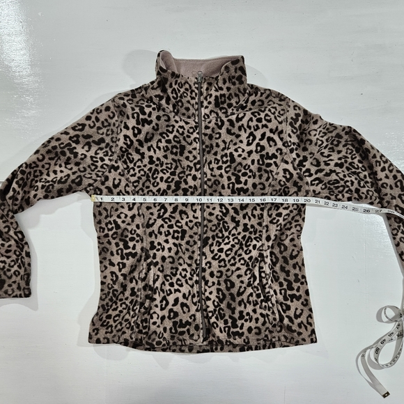 Old Navy leopard animal print zip-up fleece women's size XL - Picture 3 of 6